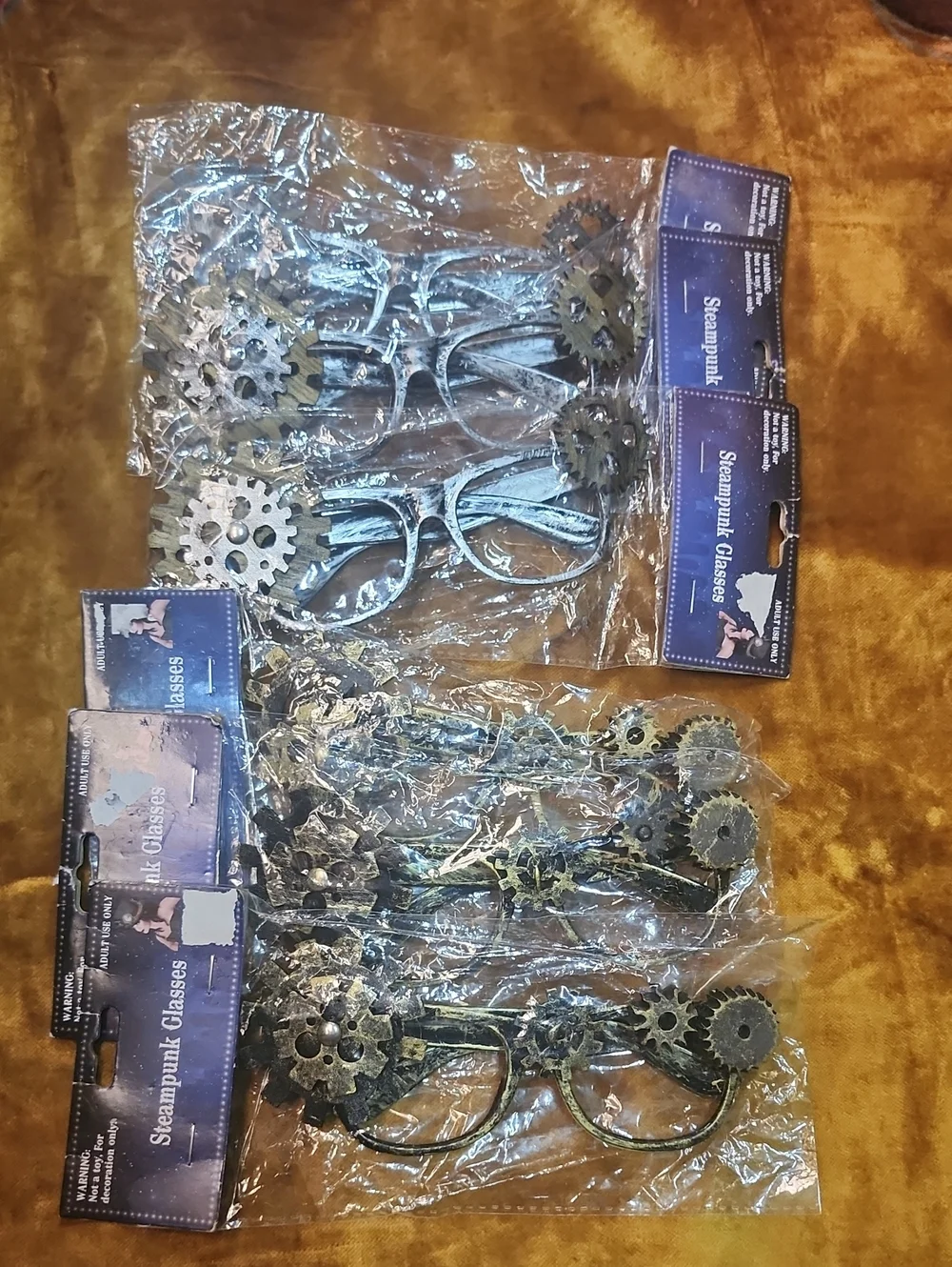 (6pc) Steampunk Gear Costume Glasses - Bronze Metallic And Silver
